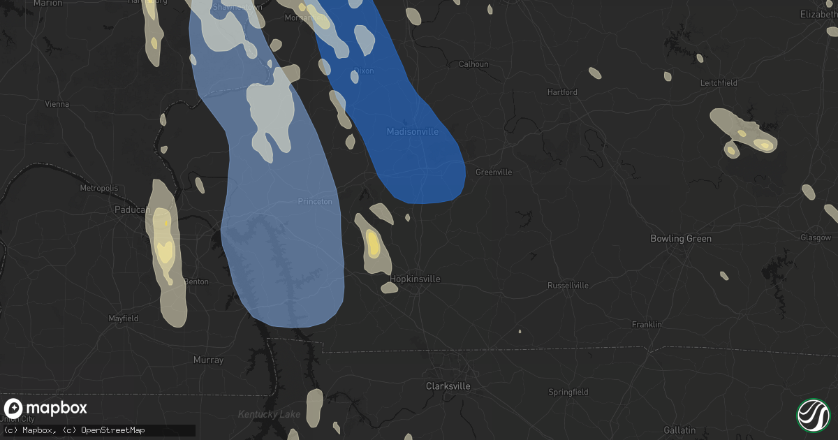 Hail map in Crofton, KY on July 26, 2026