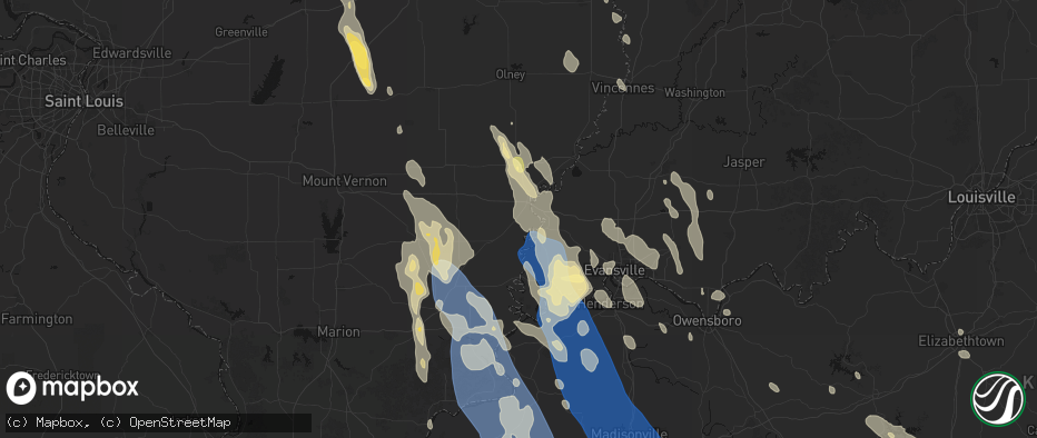 Hail map in Crossville, IL on July 26, 2026