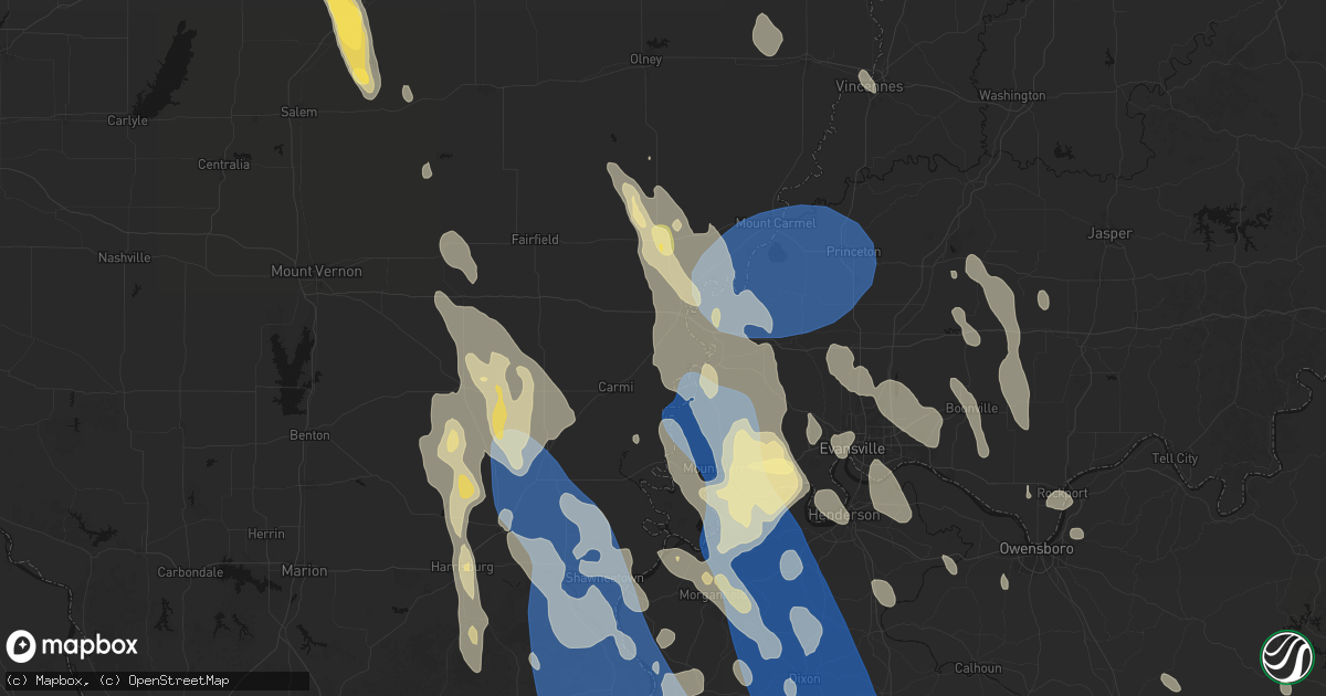 Hail map in Crossville, IL on July 26, 2026