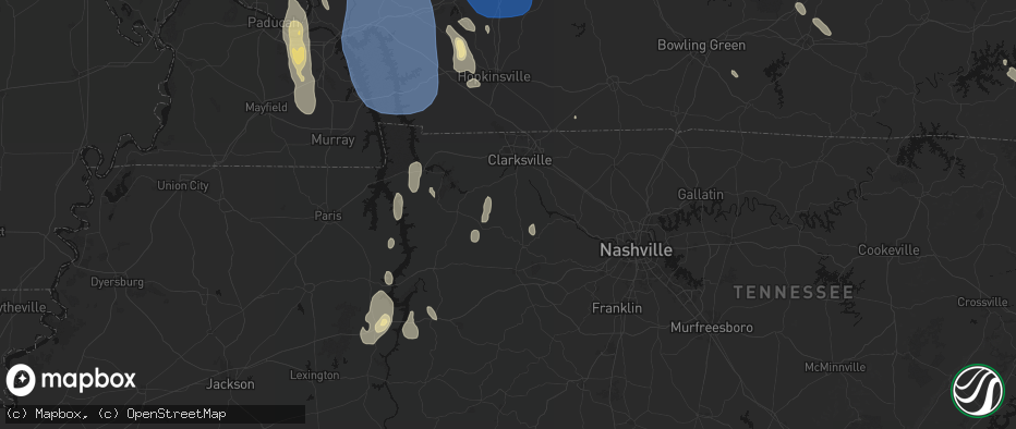 Hail map in Cumberland Furnace, TN on July 26, 2026