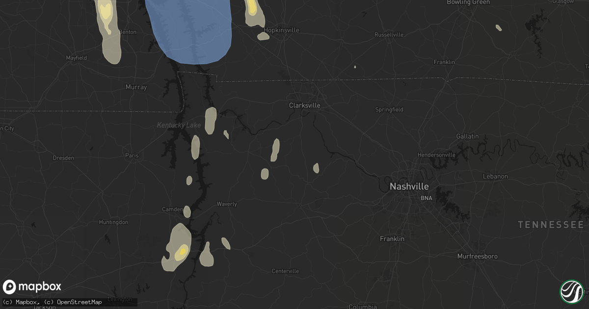 Hail map in Cumberland Furnace, TN on July 26, 2026
