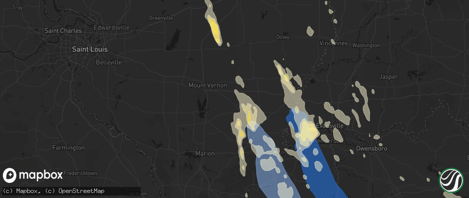 Hail map in Dahlgren, IL on July 26, 2026