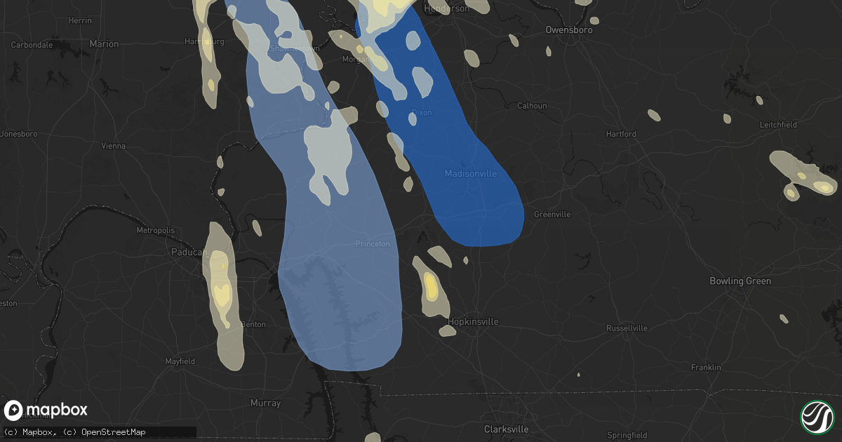 Hail map in Dawson Springs, KY on July 26, 2026