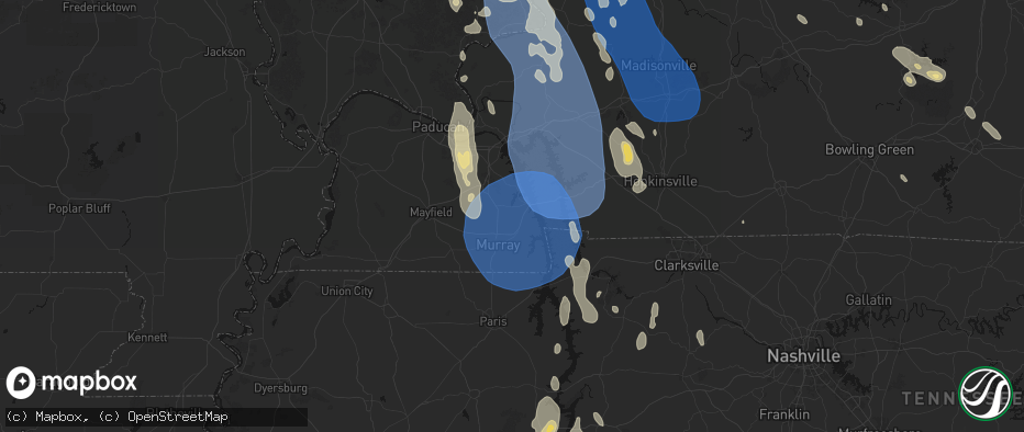 Hail map in Dexter, KY on July 26, 2026