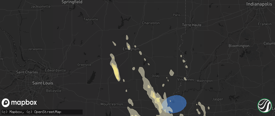 Hail map in Dieterich, IL on July 26, 2026