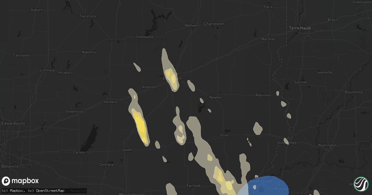 Hail map in Dieterich, IL on July 26, 2026