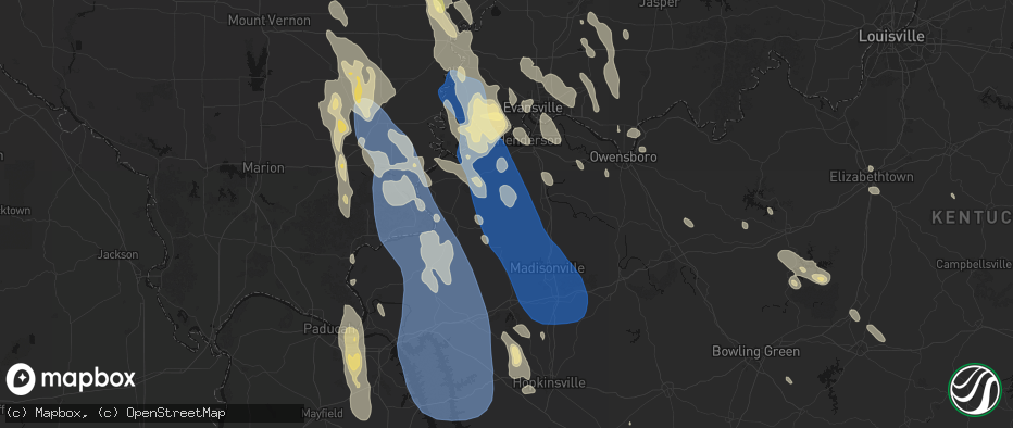 Hail map in Dixon, KY on July 26, 2026