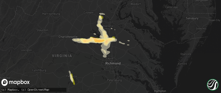 Hail map in Doswell, VA on July 26, 2026