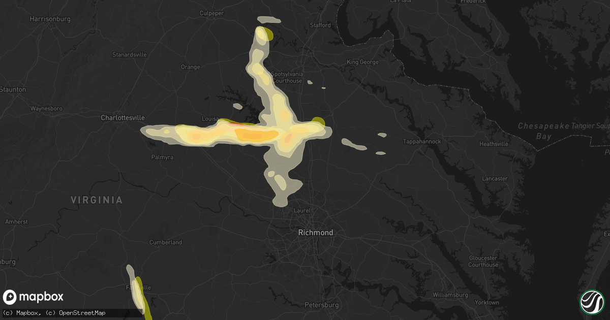 Hail map in Doswell, VA on July 26, 2026