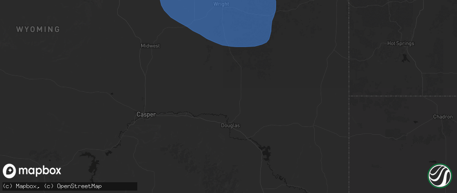 Hail map in Douglas, WY on July 26, 2026
