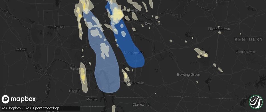 Hail map in Earlington, KY on July 26, 2026