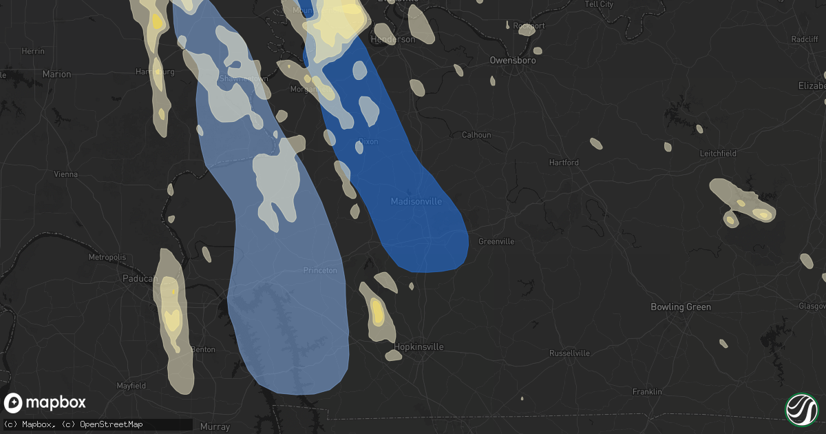 Hail map in Earlington, KY on July 26, 2026