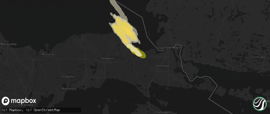 Hail map in Eckerman, MI on July 26, 2026