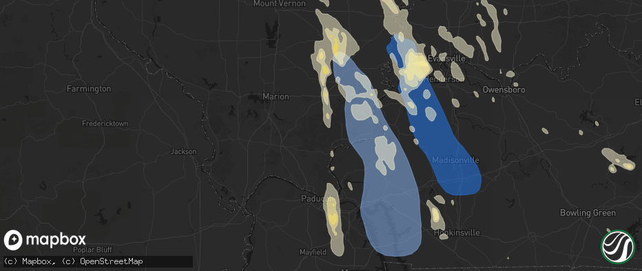 Hail map in Eddyville, IL on July 26, 2026