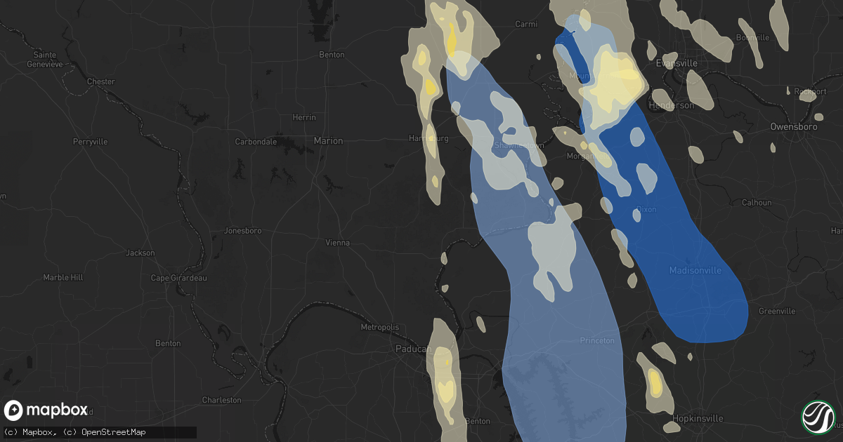 Hail map in Eddyville, IL on July 26, 2026