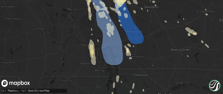 Hail map in Eddyville, KY on July 26, 2026