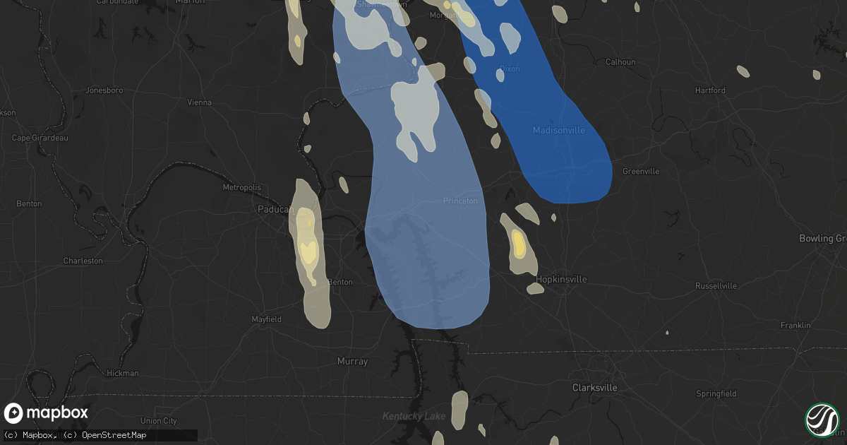 Hail map in Eddyville, KY on July 26, 2026
