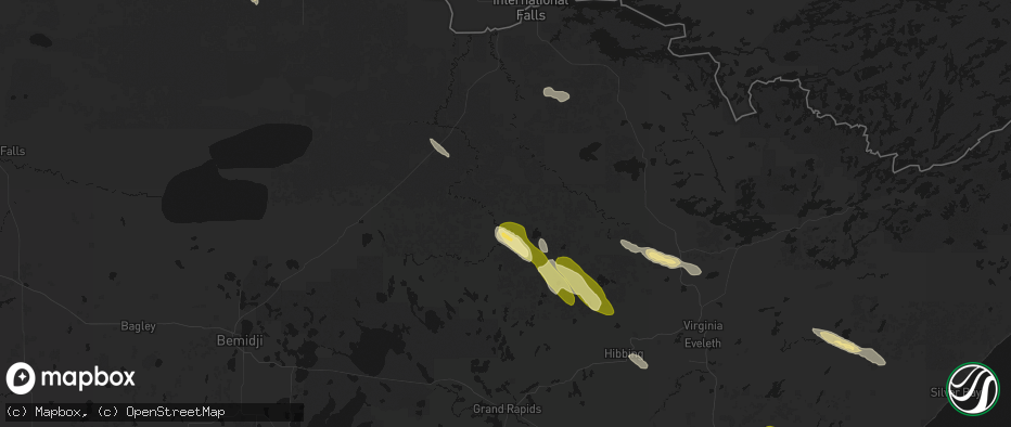 Hail map in Effie, MN on July 26, 2026