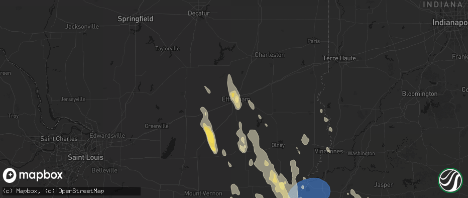 Hail map in Effingham, IL on July 26, 2026