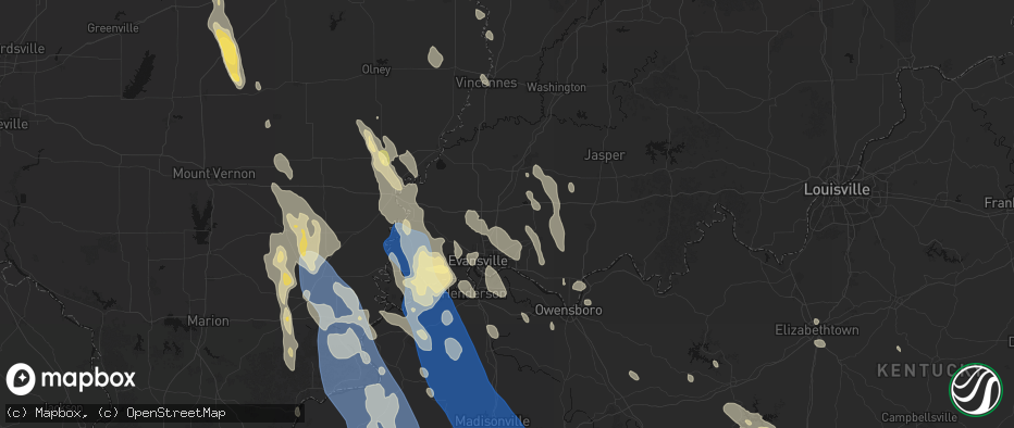 Hail map in Elberfeld, IN on July 26, 2026