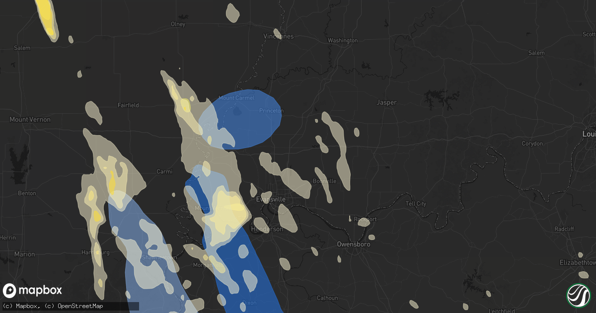 Hail map in Elberfeld, IN on July 26, 2026
