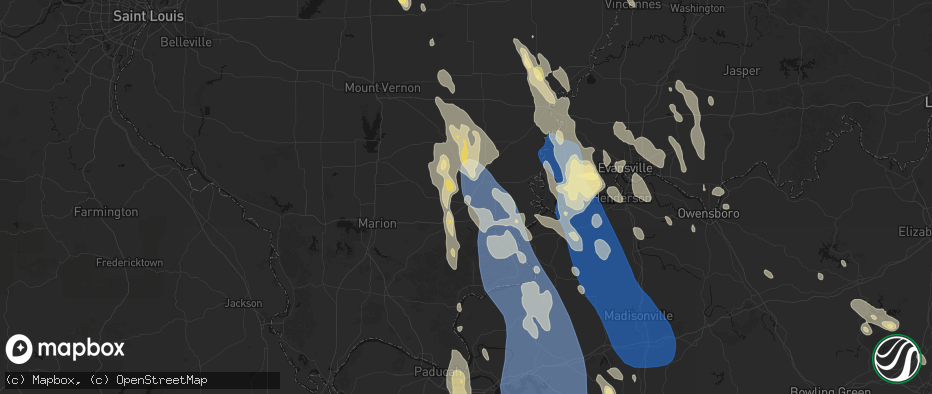 Hail map in Eldorado, IL on July 26, 2026