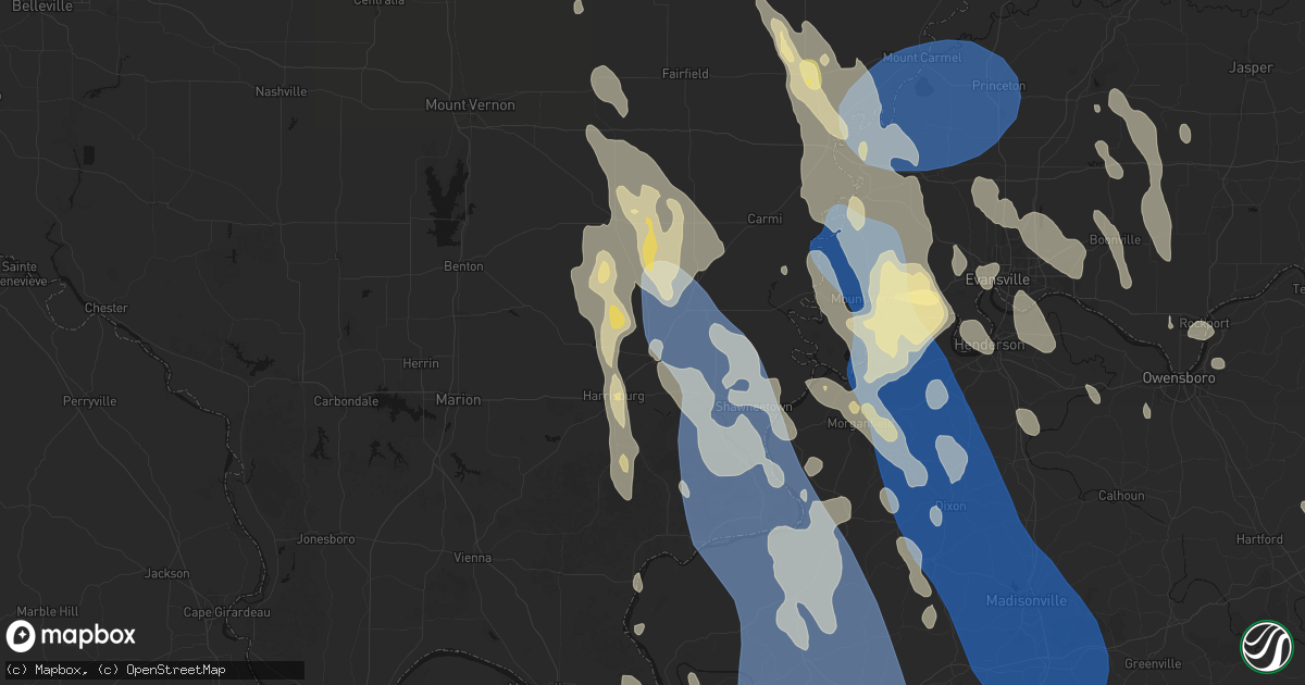 Hail map in Eldorado, IL on July 26, 2026