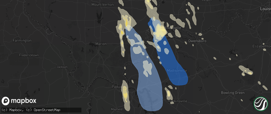 Hail map in Elizabethtown, IL on July 26, 2026