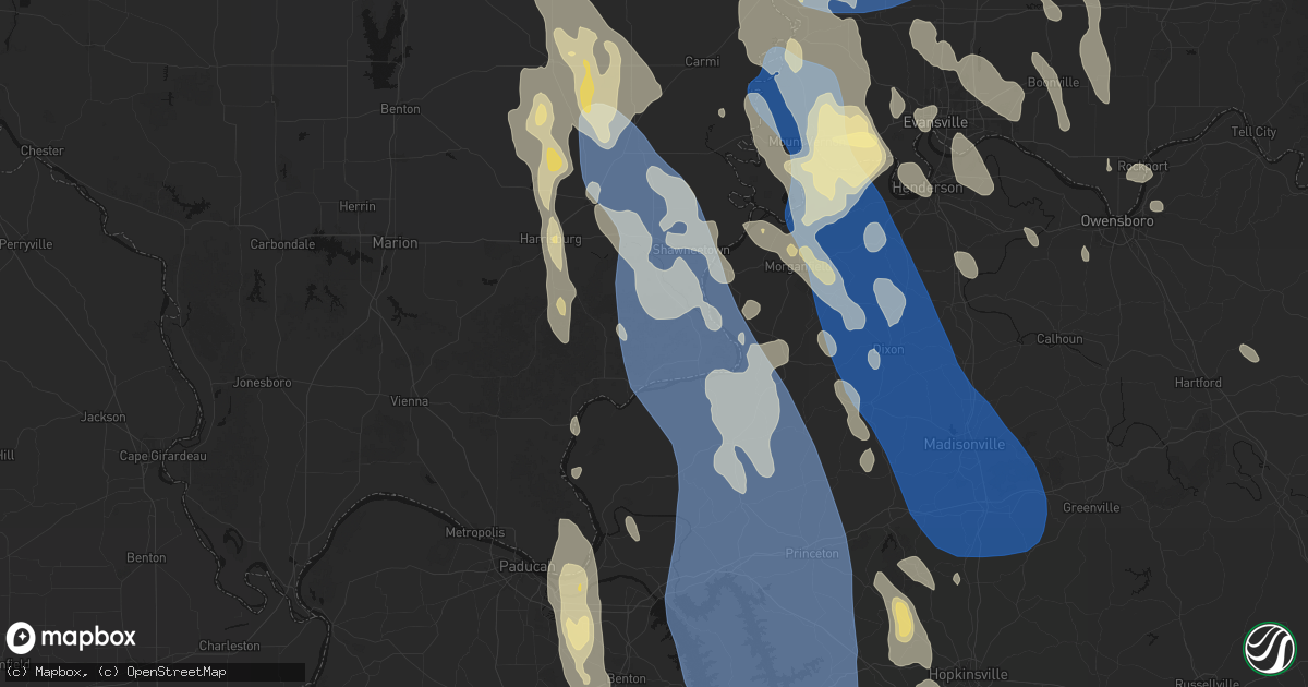 Hail map in Elizabethtown, IL on July 26, 2026
