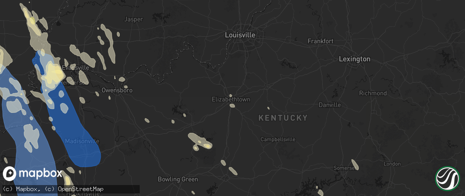 Hail map in Elizabethtown, KY on July 26, 2026
