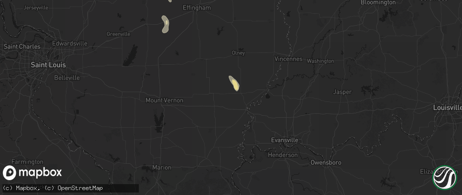 Hail map in Ellery, IL on July 26, 2026