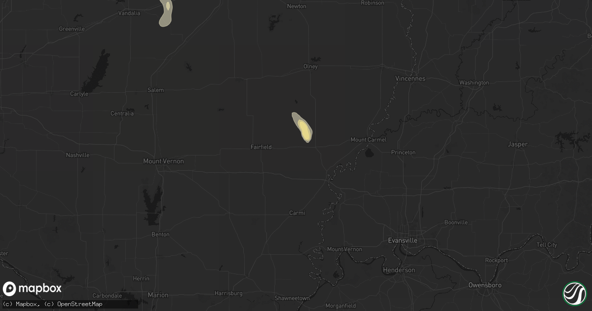 Hail map in Ellery, IL on July 26, 2026