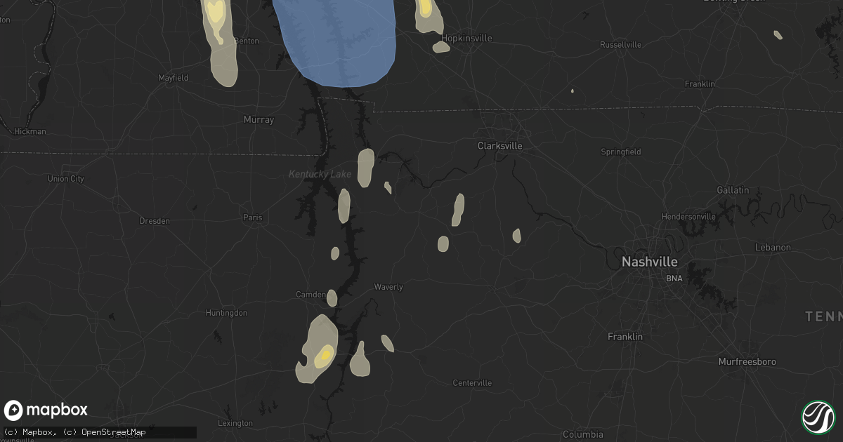Hail map in Erin, TN on July 26, 2026