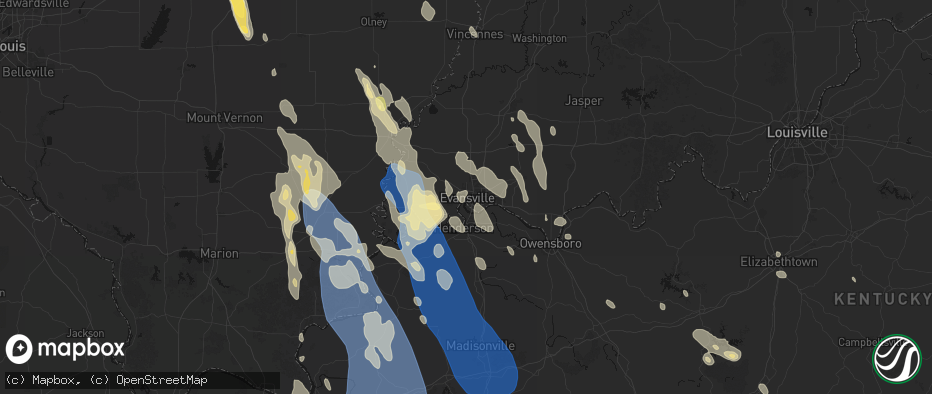 Hail map in Evansville, IN on July 26, 2026