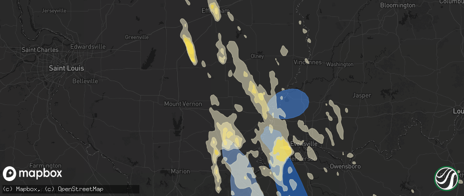 Hail map in Fairfield, IL on July 26, 2026