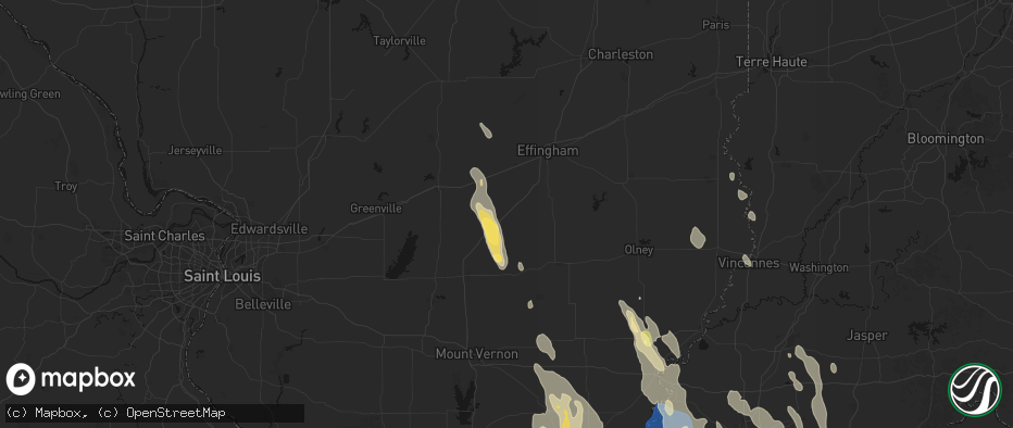 Hail map in Farina, IL on July 26, 2026
