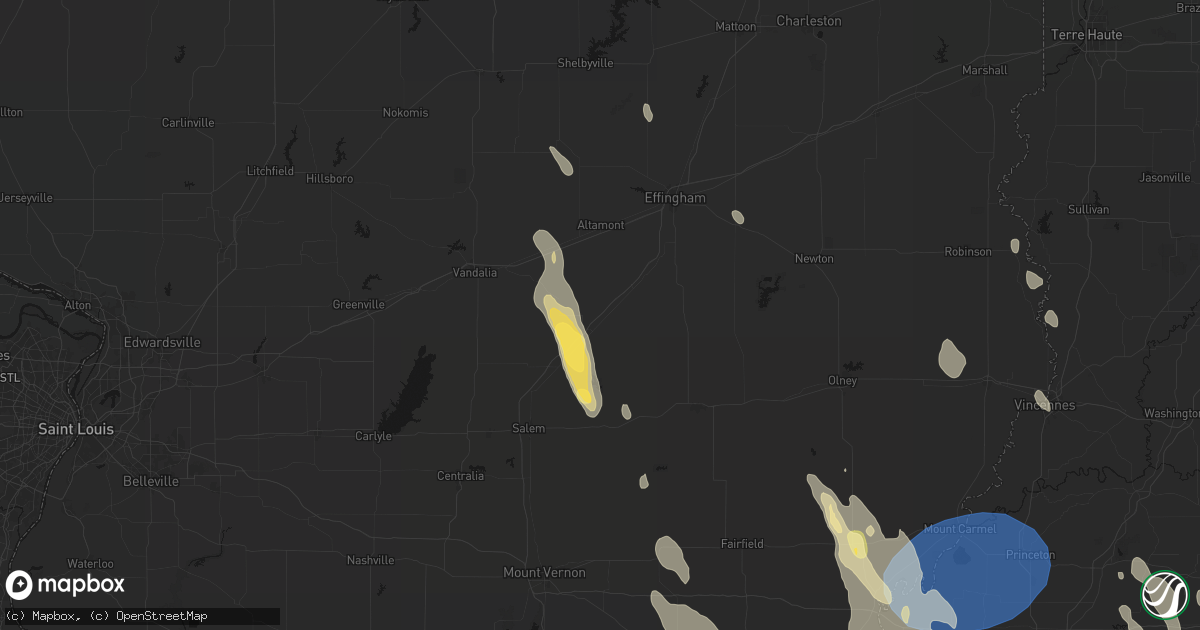 Hail map in Farina, IL on July 26, 2026