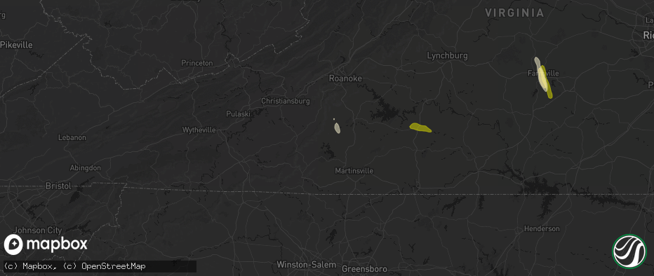 Hail map in Ferrum, VA on July 26, 2026