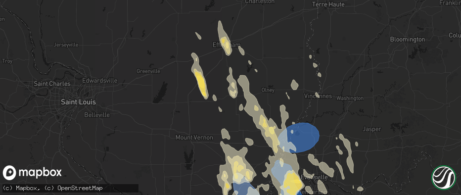 Hail map in Flora, IL on July 26, 2026