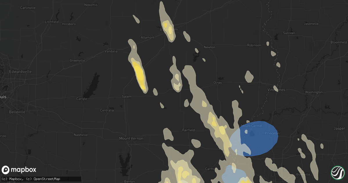 Hail map in Flora, IL on July 26, 2026