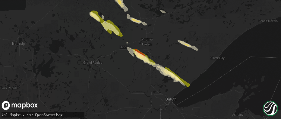 Hail map in Forbes, MN on July 26, 2026