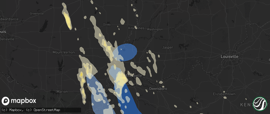 Hail map in Fort Branch, IN on July 26, 2026