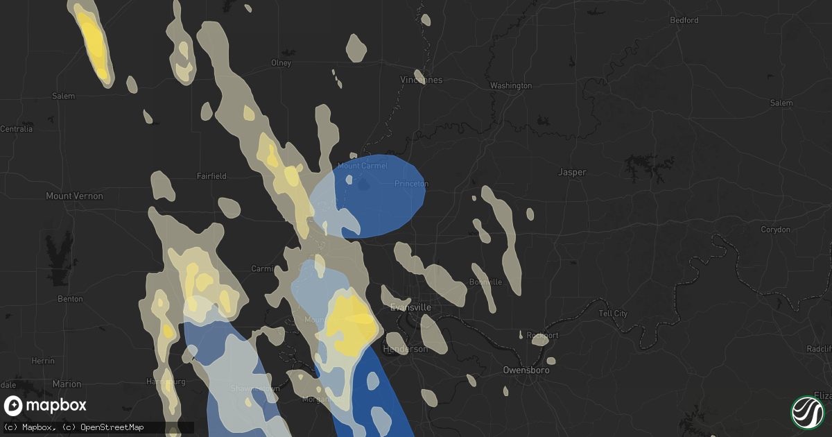 Hail map in Fort Branch, IN on July 26, 2026