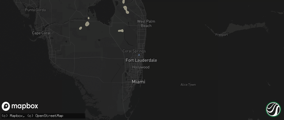Hail map in Fort Lauderdale, FL on July 26, 2026