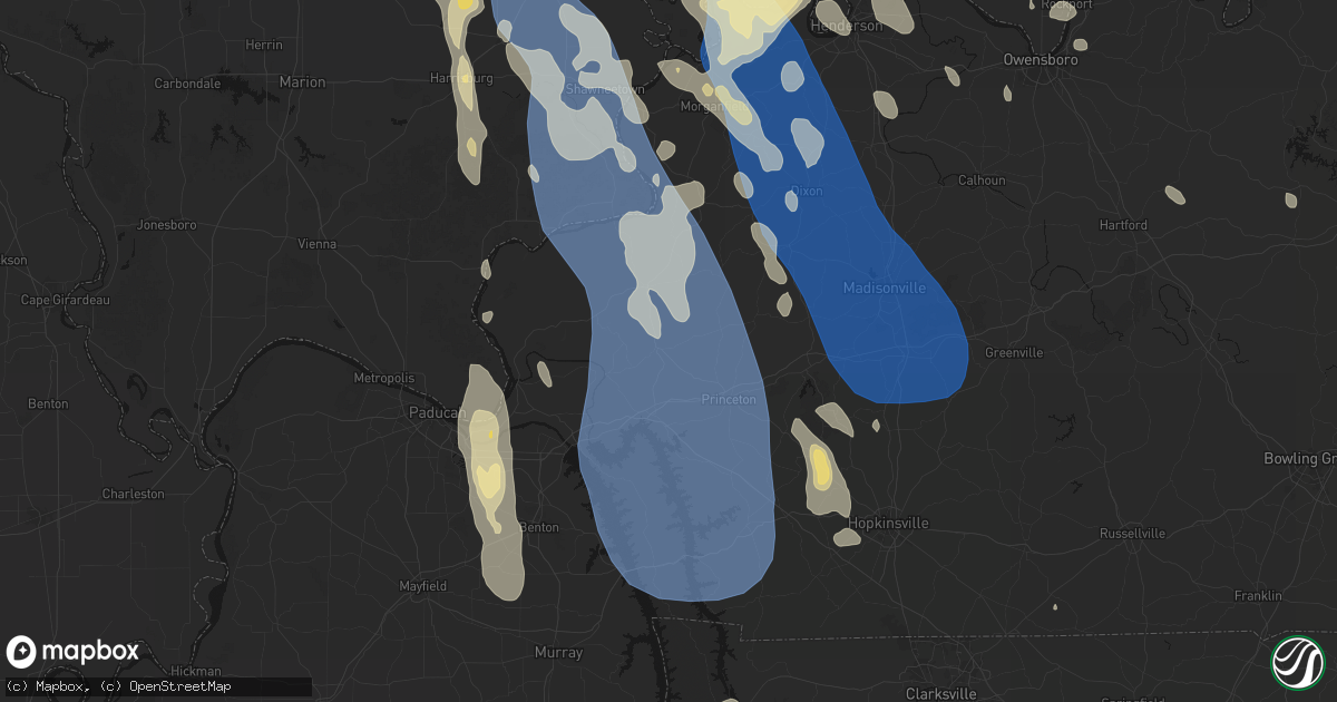 Hail map in Fredonia, KY on July 26, 2026
