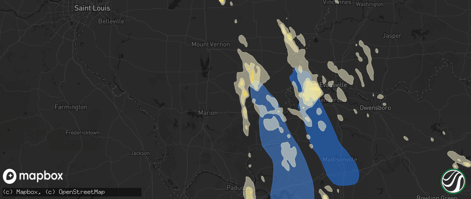 Hail map in Galatia, IL on July 26, 2026