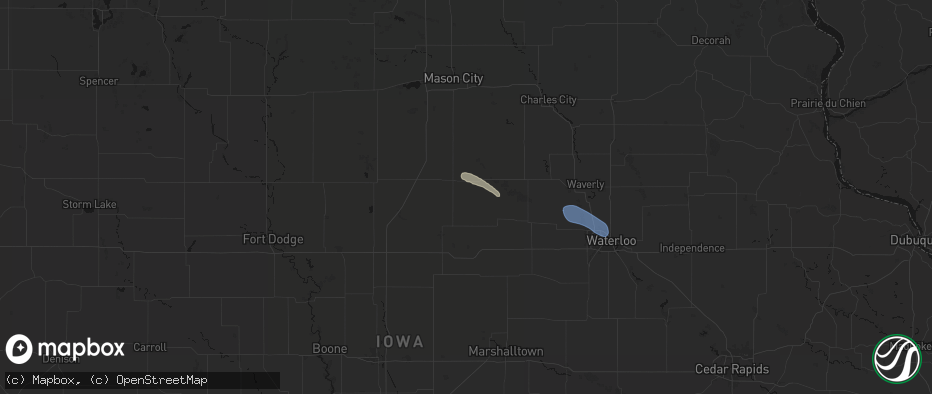 Hail map in Geneva, IA on July 26, 2026