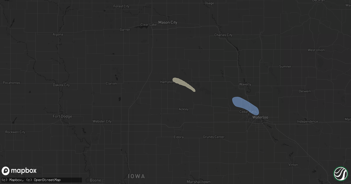 Hail map in Geneva, IA on July 26, 2026