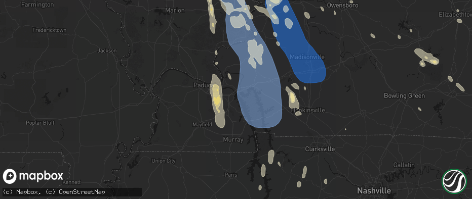 Hail map in Gilbertsville, KY on July 26, 2026