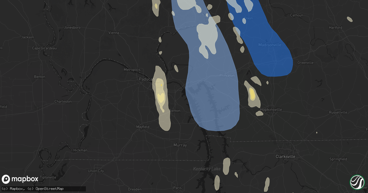 Hail map in Gilbertsville, KY on July 26, 2026